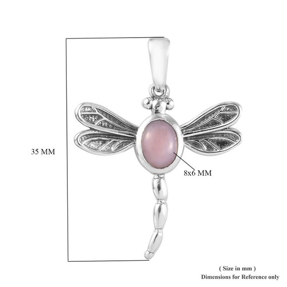 Pink Opal Dragonfly Pendant in Sterling Silver - Picture 4 of 5